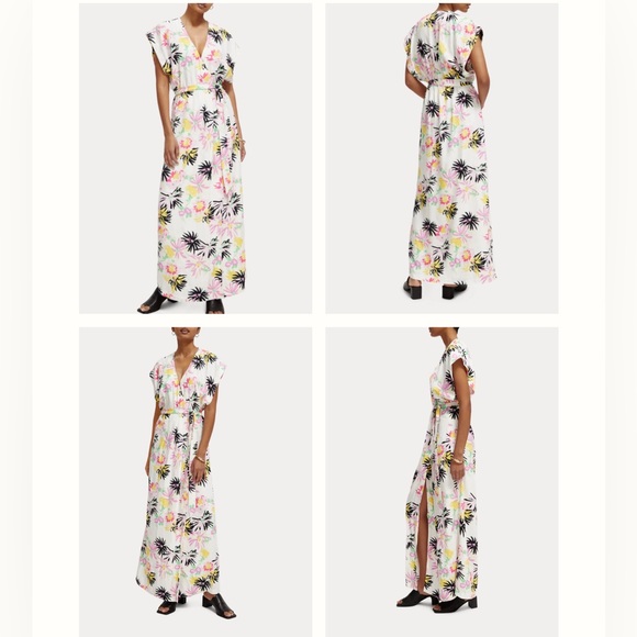 Scotch and soda Printed V-neck maxi dress – Aster White - Picture 3 of 5